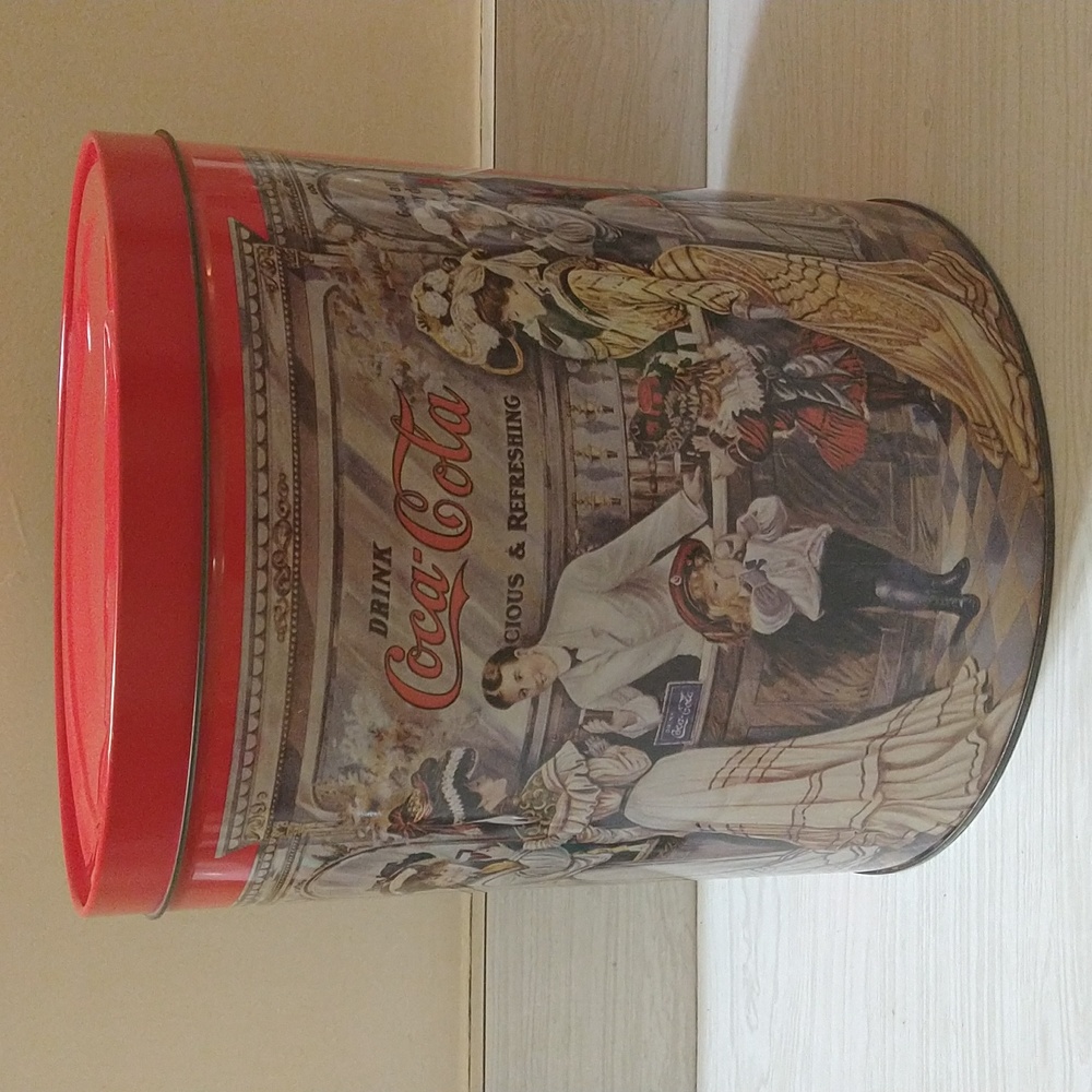Vintage 1992 Coca-Cola Tin Can Storage Container